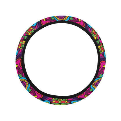 Trippy Print Design LKS303 Steering Wheel Cover with Elastic Edge