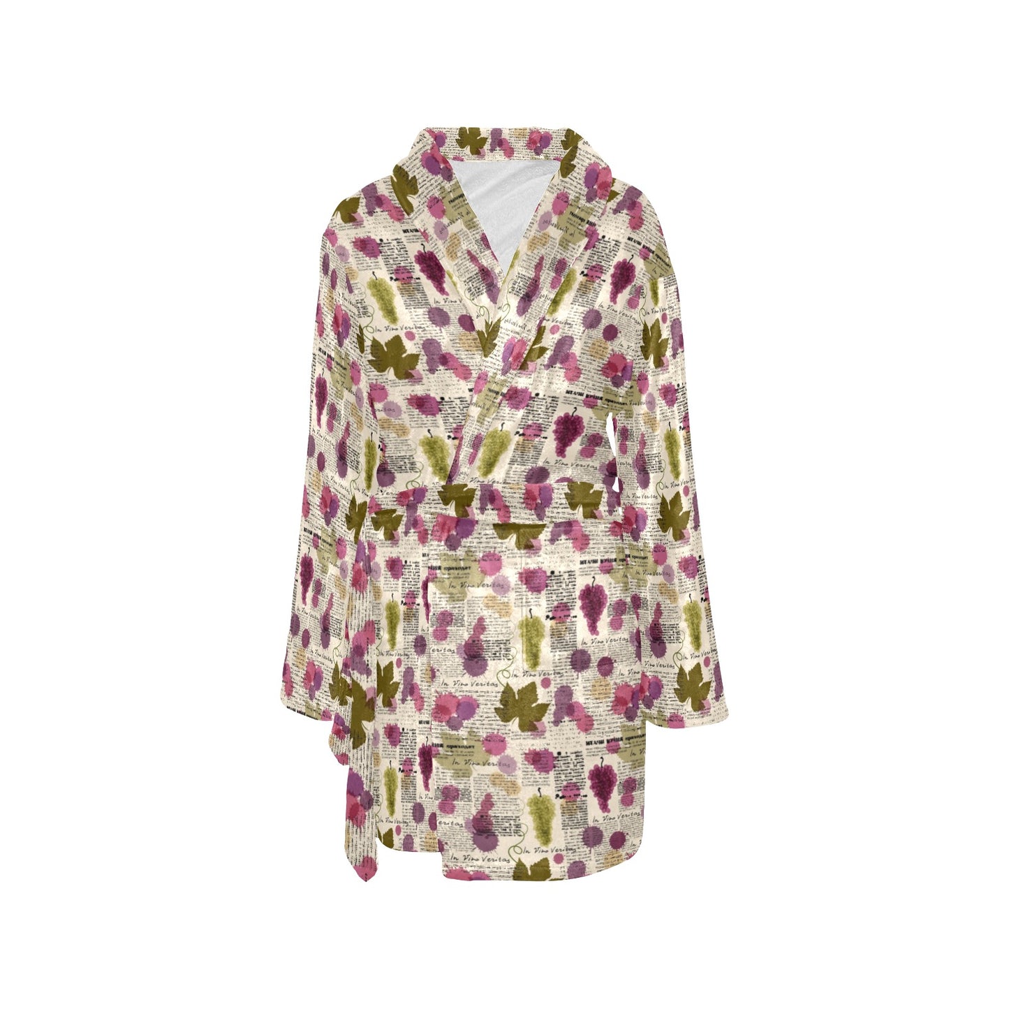 Wine Style Design Print Women's Fleece Robe