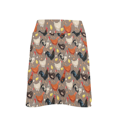 Chicken Evolution Pattern 17" Golf & Pickleball Skort with Pockets
