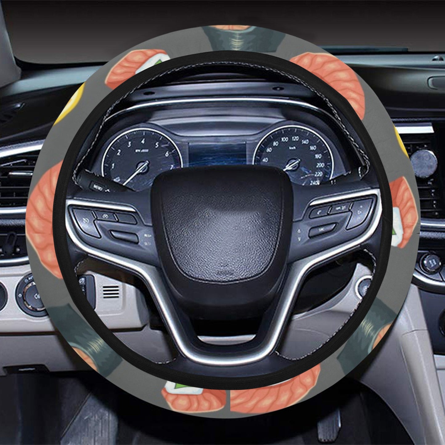 Sushi Print Design LKS302 Steering Wheel Cover with Elastic Edge