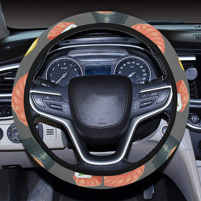 Sushi Print Design LKS302 Steering Wheel Cover with Elastic Edge