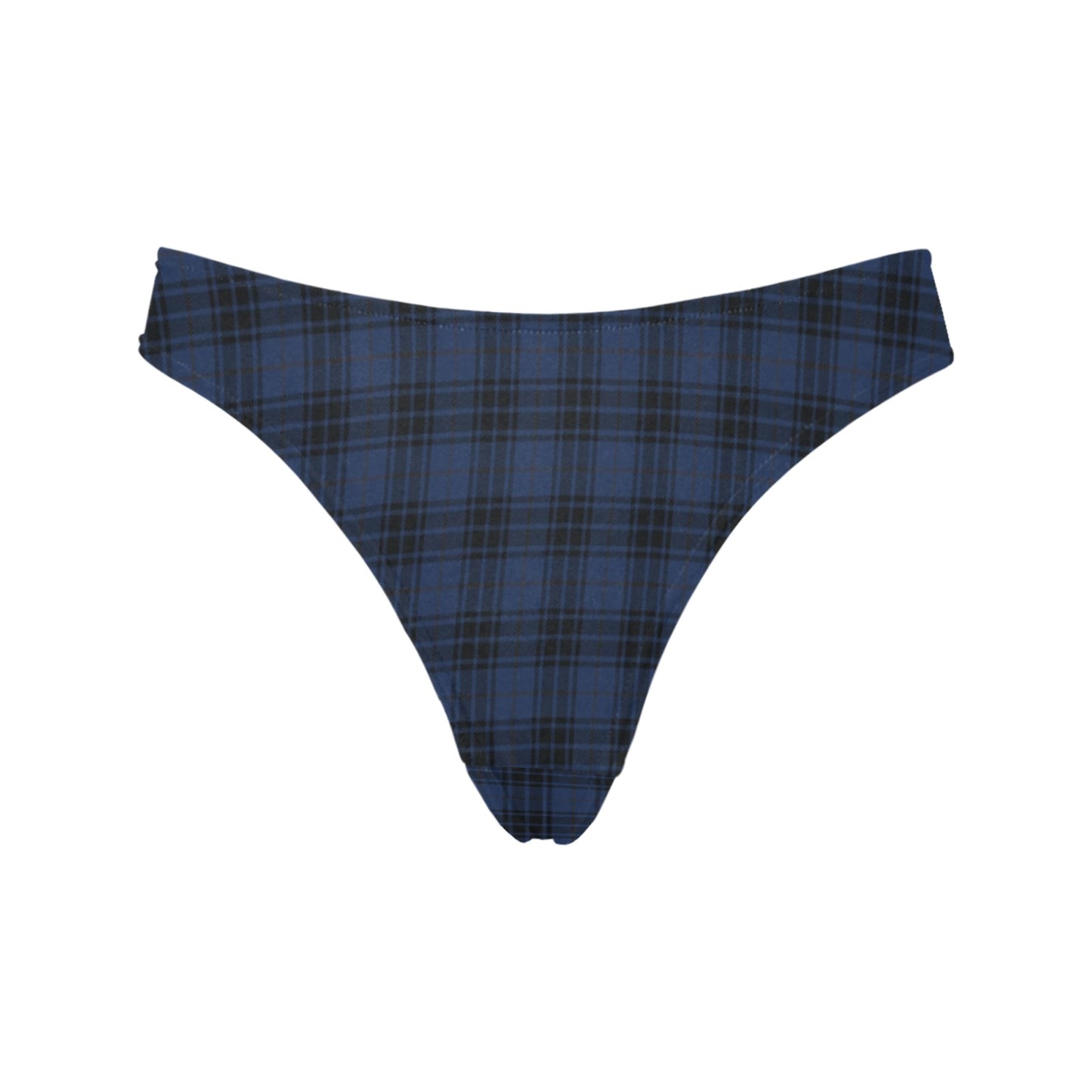 Navy Blue Tartan Plaid Pattern Women's Thongs