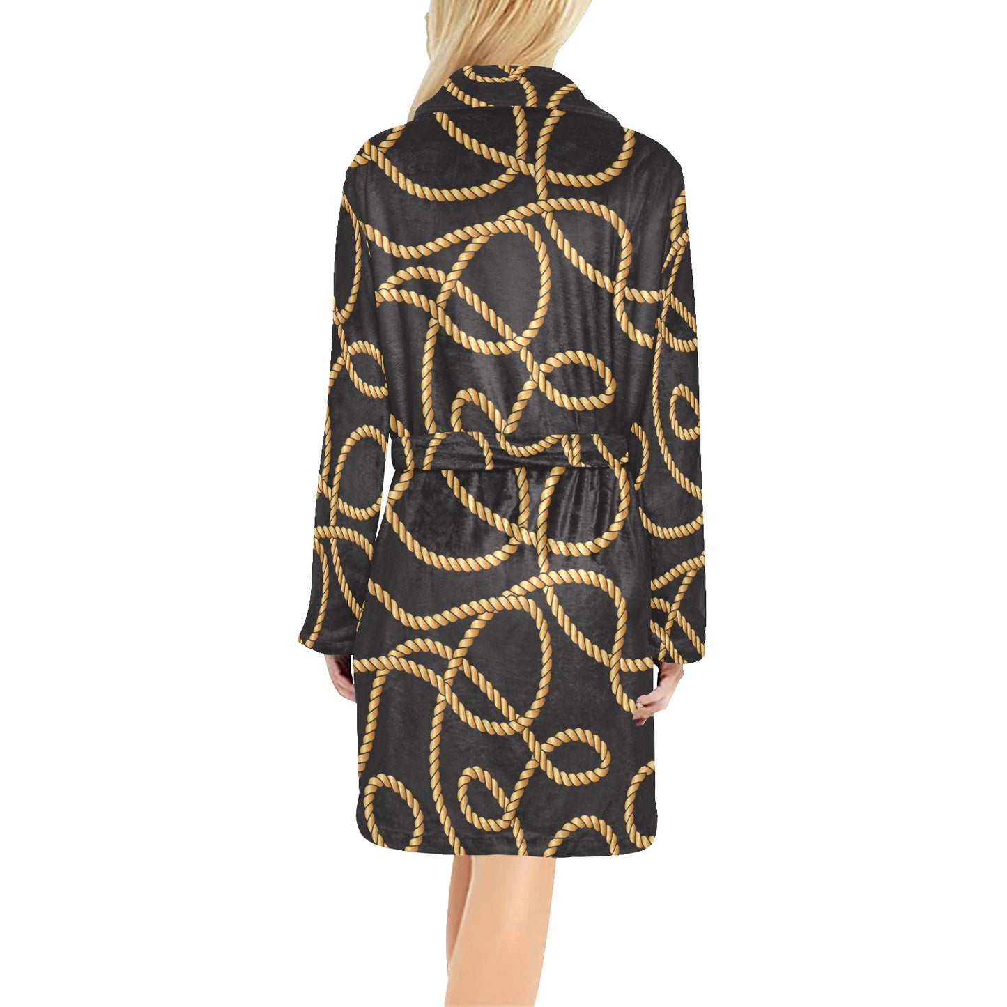 Rope Pattern Print Design A04 Women's Fleece Robe