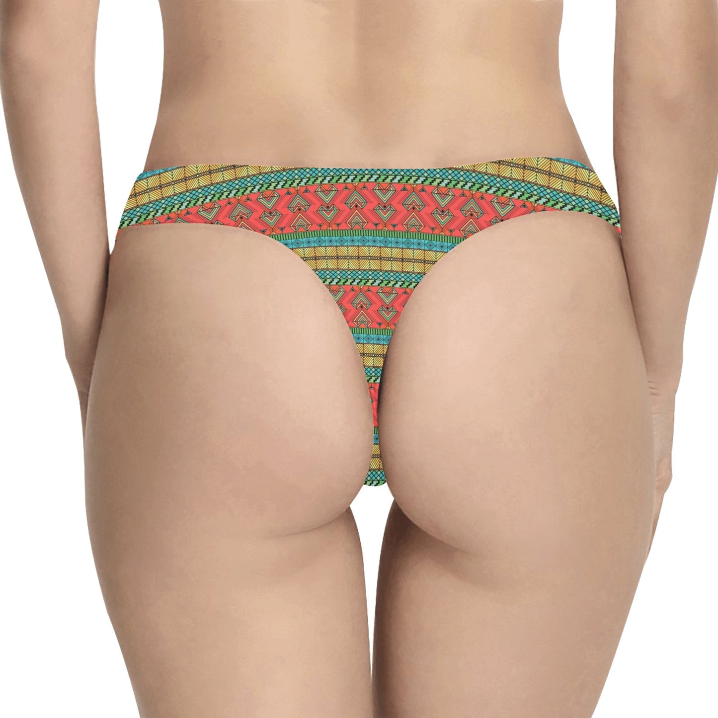 African Colorful Zigzag Print Pattern Women's Thongs
