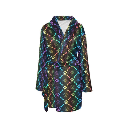 Paw Rainbow Pattern Print Design A01 Women's Fleece Robe