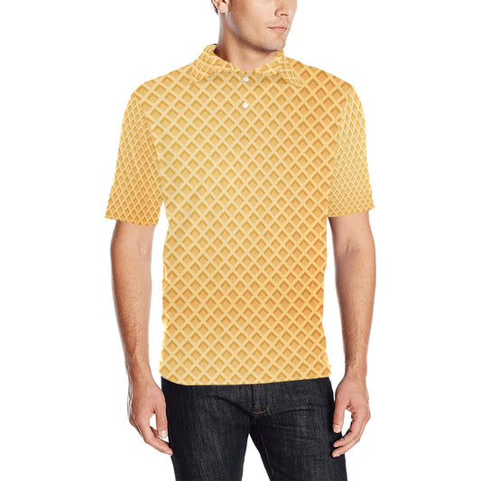 Waffle Texture Print Design LKS302 Men Polo Shirt