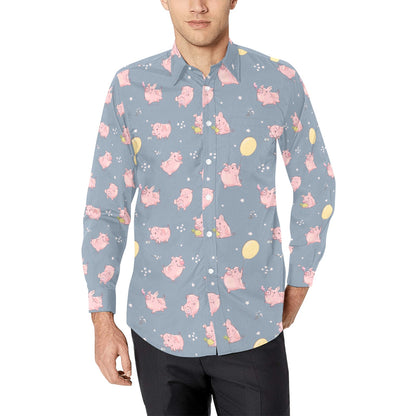 Pig Print Design LKS405 Men's Long Sleeve Dress Shirt