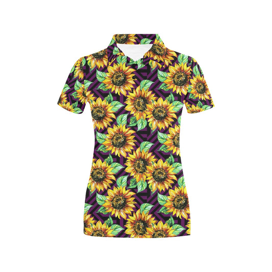 Sunflower Pattern Print Design SF012 Women's Polo Shirt