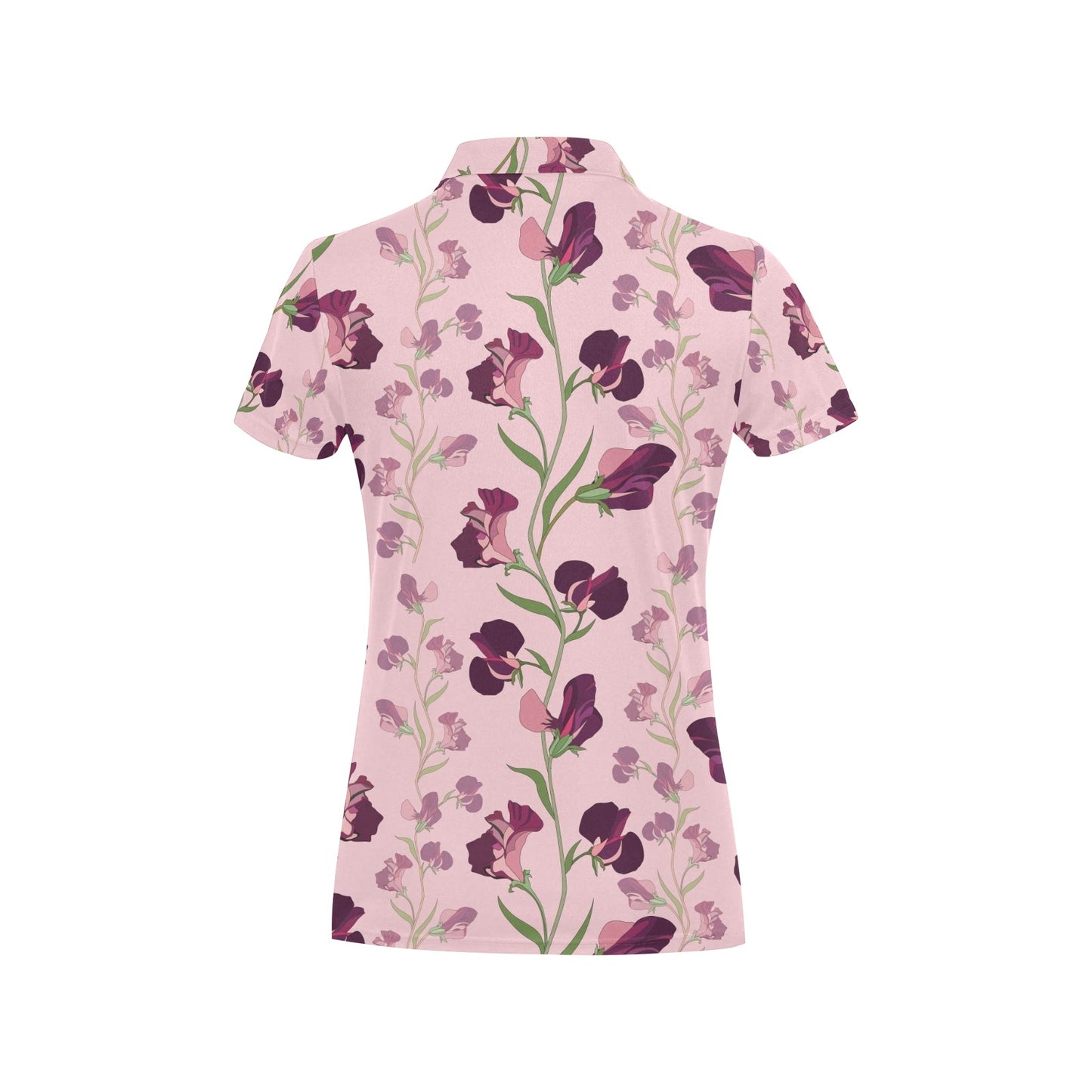 Peony Pattern Print Design PE09 Women's Polo Shirt