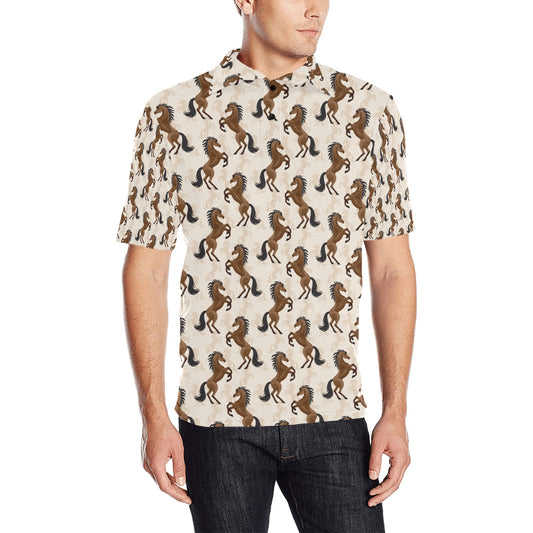 Horse Print Design LKS308 Men Polo Shirt