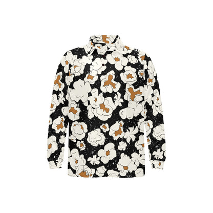 Popcorn Pattern Print Design A02 Long Sleeve Polo Shirt For Men's