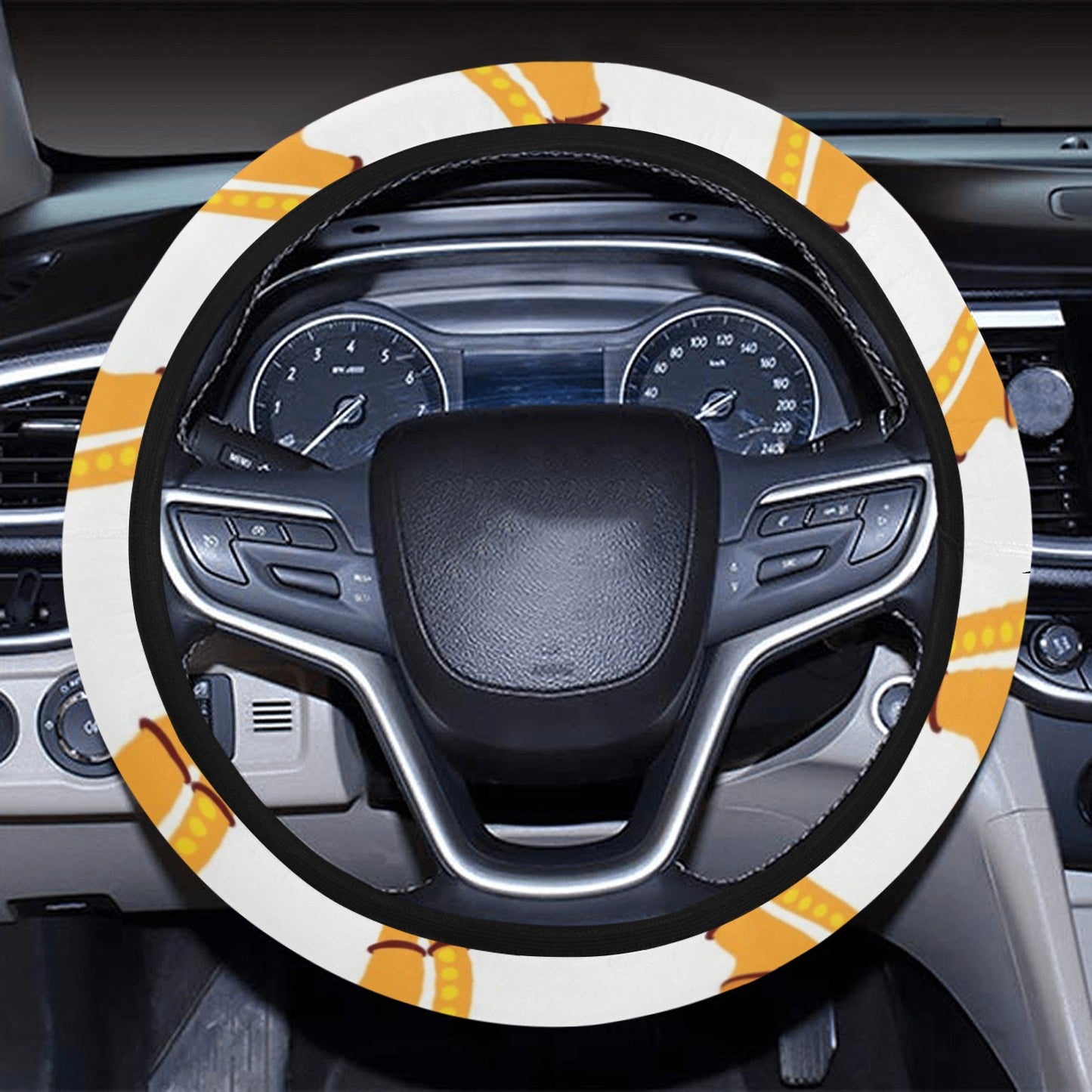 Saxophone Print Design LKS404 Steering Wheel Cover with Elastic Edge