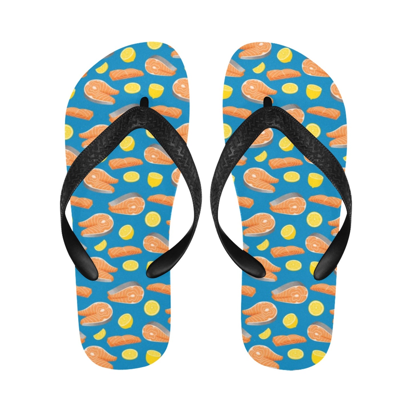 Salmon Steak With Lemon Print Design LKS308 Flip Flops