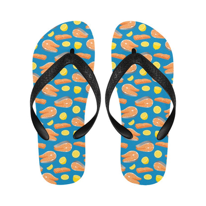 Salmon Steak With Lemon Print Design LKS308 Flip Flops