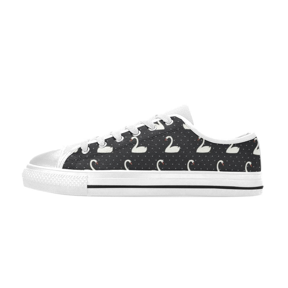 Swan Print Design LKS401 Women's White Low Top Shoes