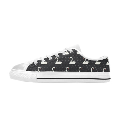 Swan Print Design LKS401 Women's White Low Top Shoes
