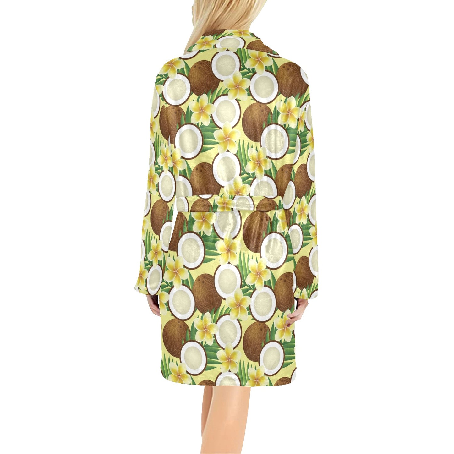 Coconut Pattern Print Design CN02 Women's Fleece Robe
