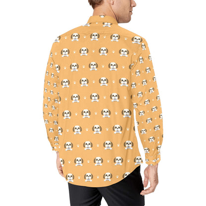Shih Tzu Print Design LKS303 Men's Long Sleeve Dress Shirt