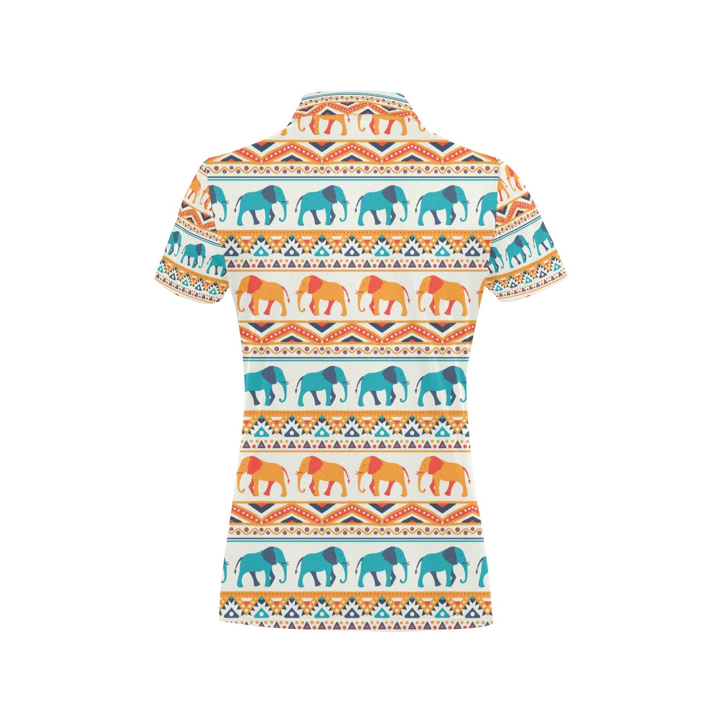 Elephant Aztec Ethnic Print Pattern Women's Polo Shirt