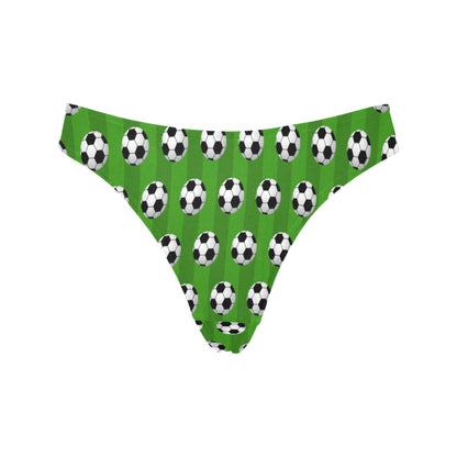 Soccer Ball Green Backgrpund Print Women's Thongs