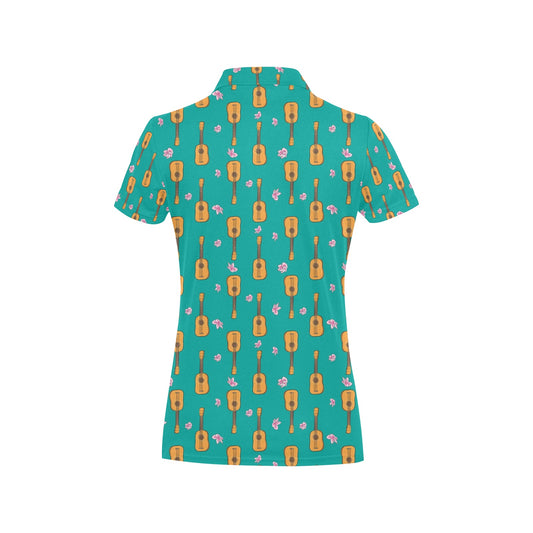 Ukulele Print Design LKS403 Women's Polo Shirt