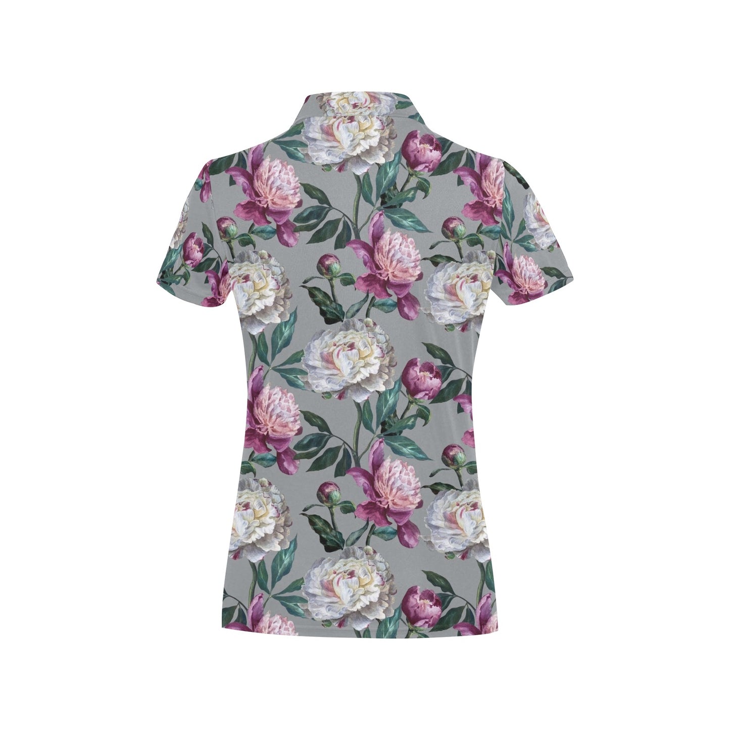 Peony Pattern Print Design PE01 Women's Polo Shirt