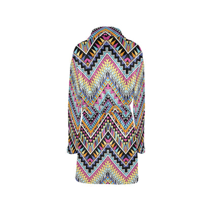 Multicolor zigzag Tribal Aztec Women's Fleece Robe