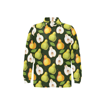 Pear Pattern Print Design PE06 Long Sleeve Polo Shirt For Men's