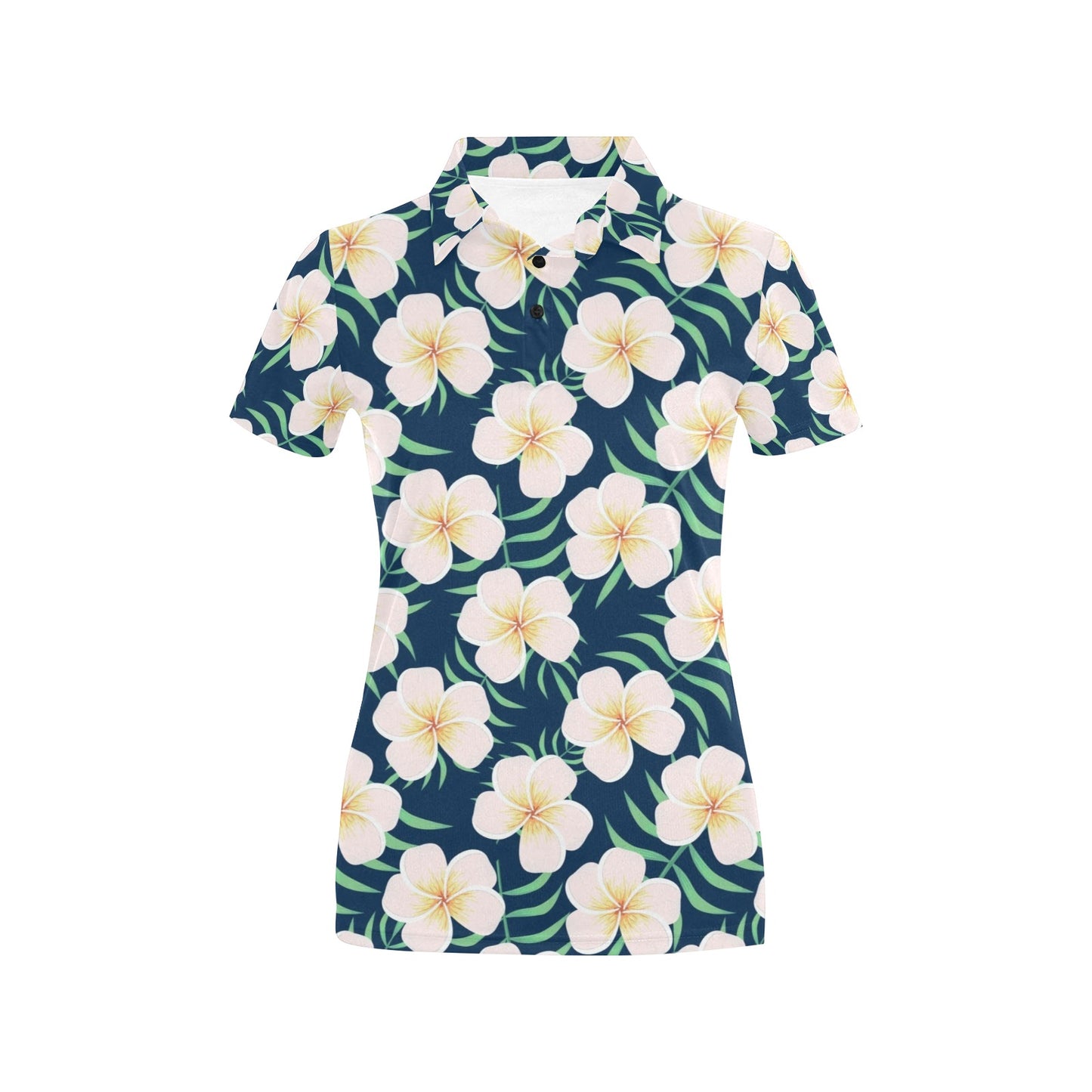 Pink Plumeria Pattern Print Design PM016 Women's Polo Shirt