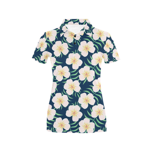 Pink Plumeria Pattern Print Design PM016 Women's Polo Shirt