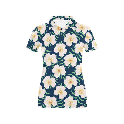Pink Plumeria Pattern Print Design PM016 Women's Polo Shirt