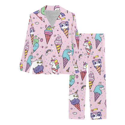 Ice Cream Pattern Print Design IC05 Women's Long Pajama Set