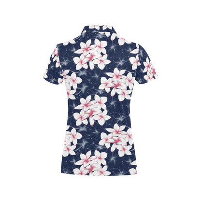Plumeria Pattern Print Design PM017 Women's Polo Shirt