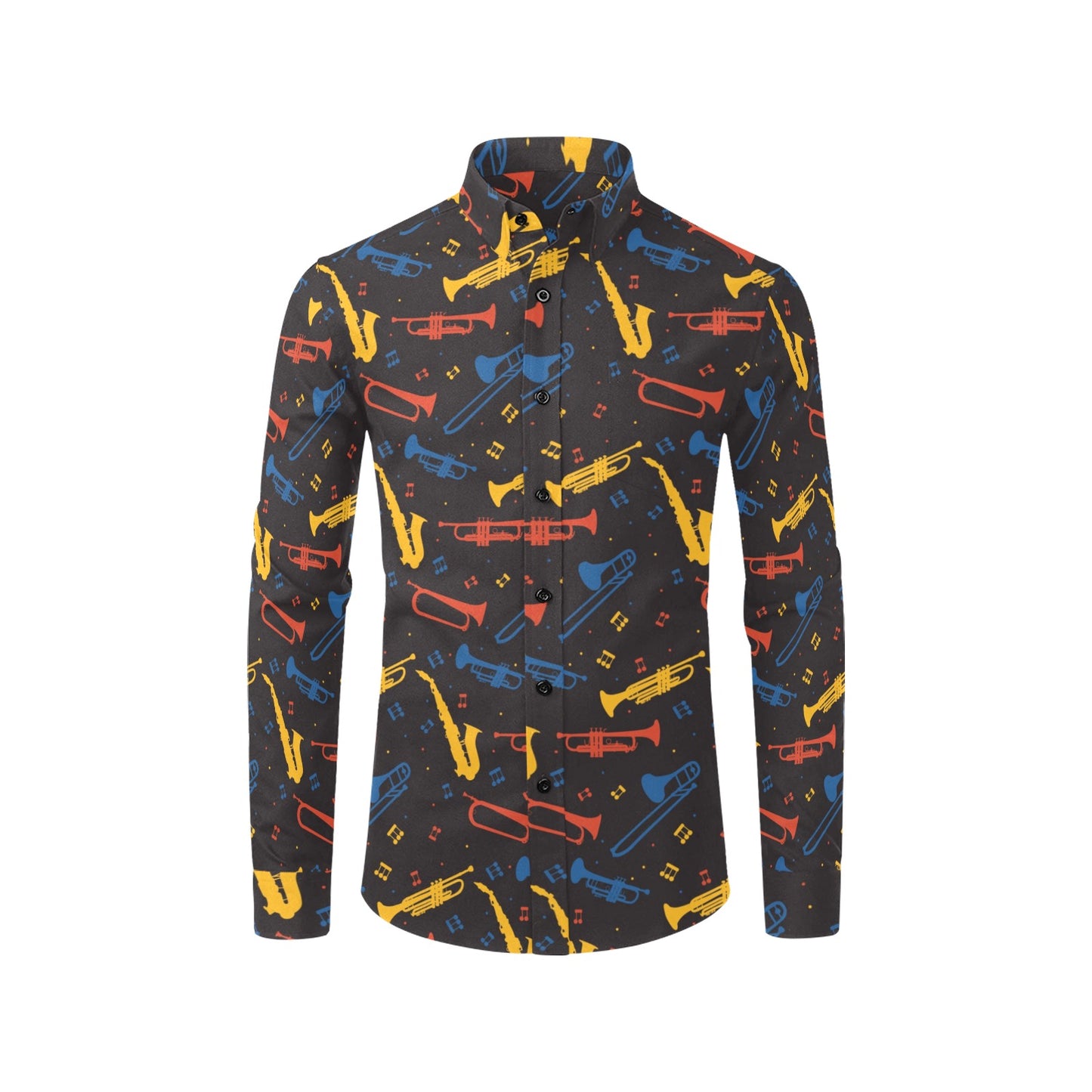 Saxophone Print Design LKS407 Men's Long Sleeve Dress Shirt