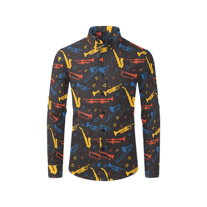 Saxophone Print Design LKS407 Men's Long Sleeve Dress Shirt