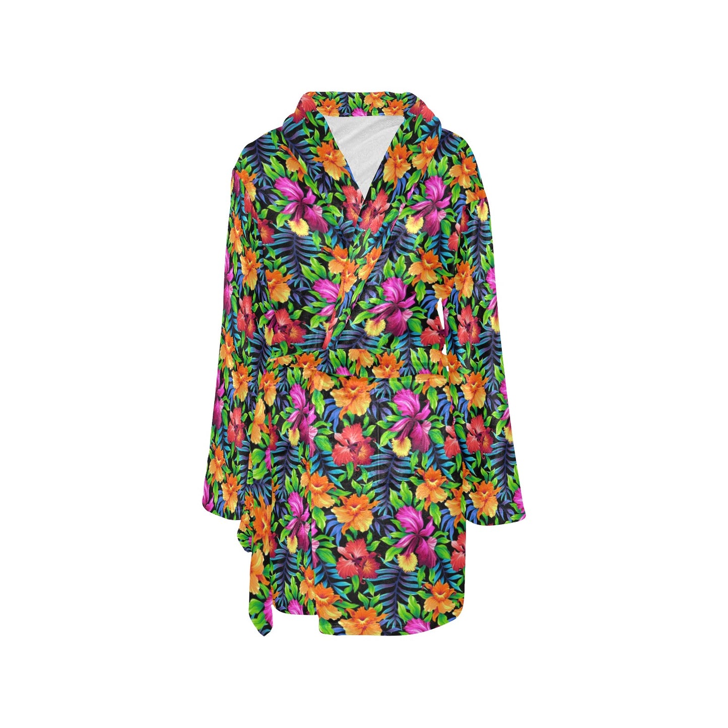 Tropical Folower Colorful Print Women's Fleece Robe