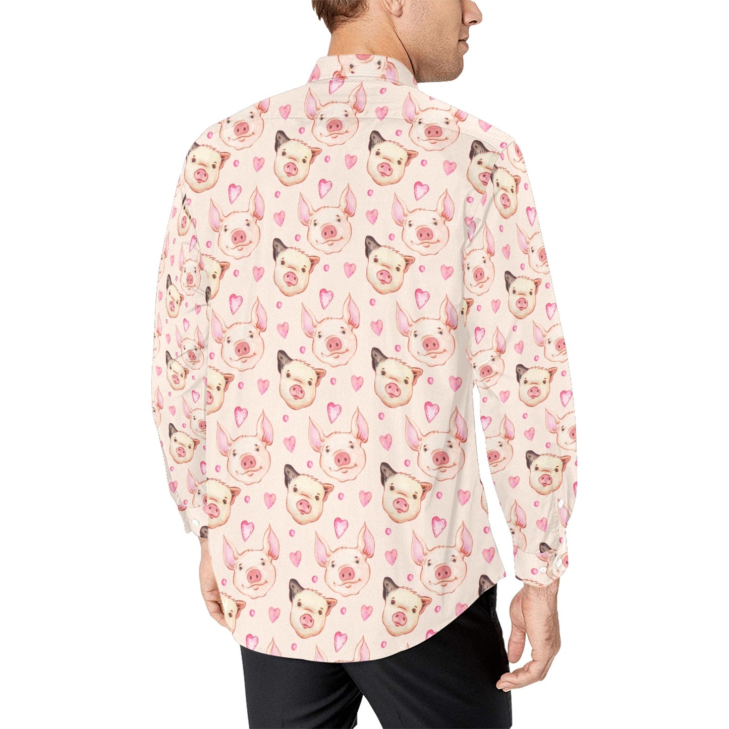 Pig Print Design LKS406 Men's Long Sleeve Dress Shirt
