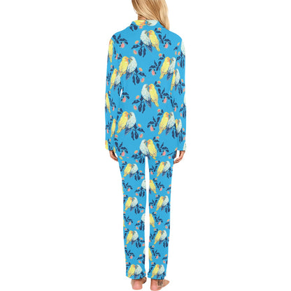 Lovebird Pattern Print Design 03 Women's Long Pajama Set