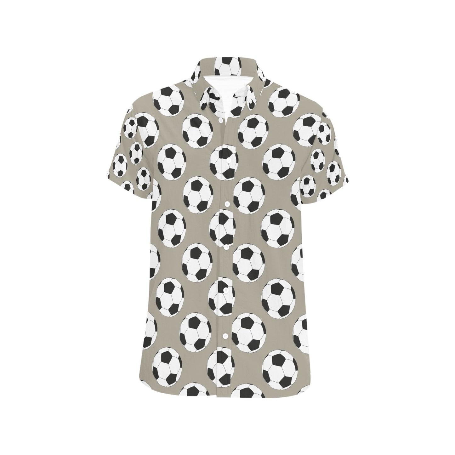 Soccer Ball Print Design LKS302 Men Short Sleeve Button Up Shirt