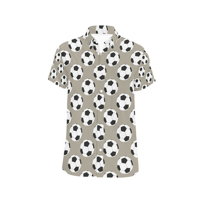 Soccer Ball Print Design LKS302 Men Short Sleeve Button Up Shirt