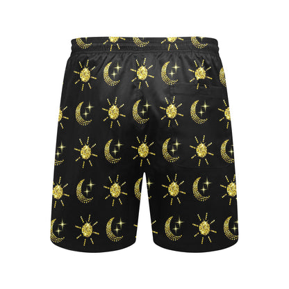 Sun Moon Print Design LKS304 Men's Swim Trunks Beach Shorts