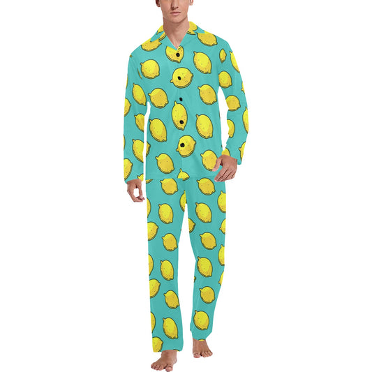 Lemon Pattern Print Design LM04 Men's Long Pajama Set