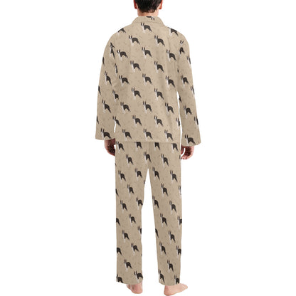 Boston Terrier Pattern Print Design 02 Men's Long Pajama Set