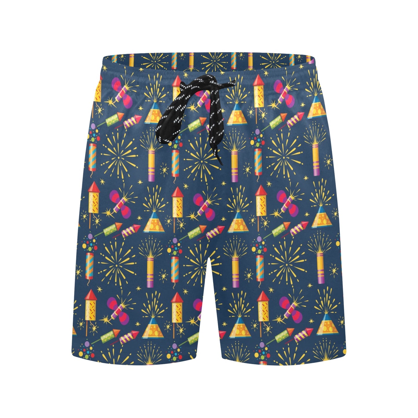Firework Sparkling Rockets Print Design LKS306 Men's Swim Trunks Beach Shorts