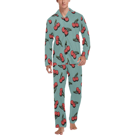 Cherry Pattern Print Design CH03 Men's Long Pajama Set