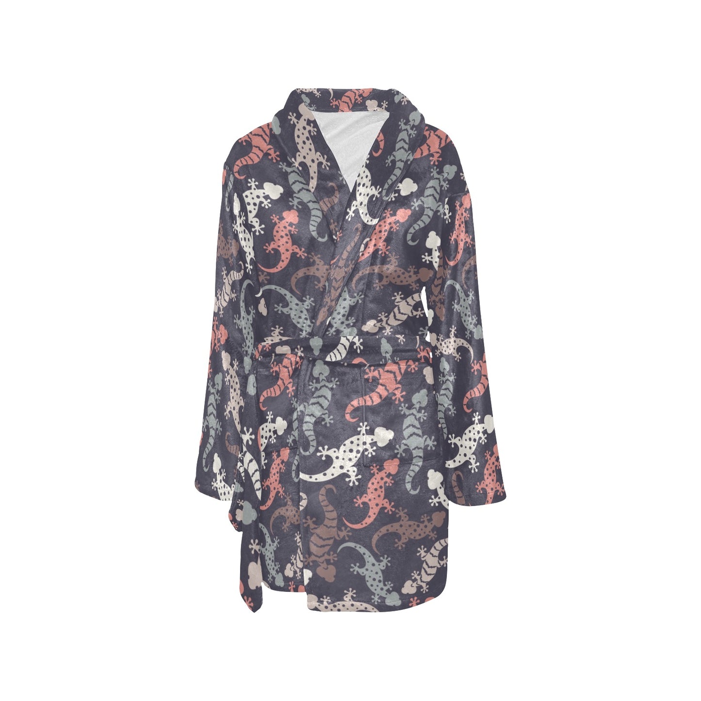 Gecko Pattern Print Design 02 Women's Fleece Robe