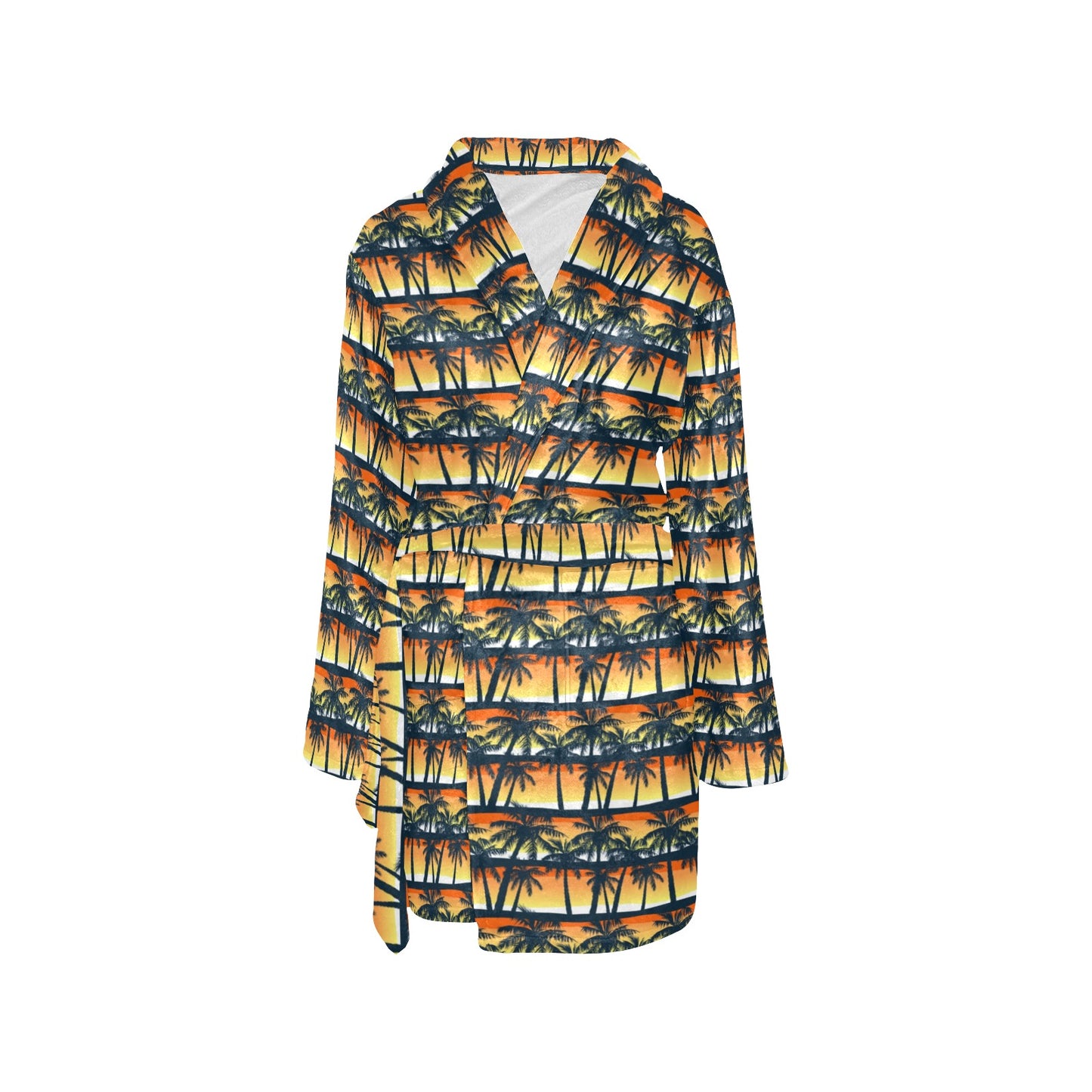 Palm Tree Sunset Design Print Women's Fleece Robe