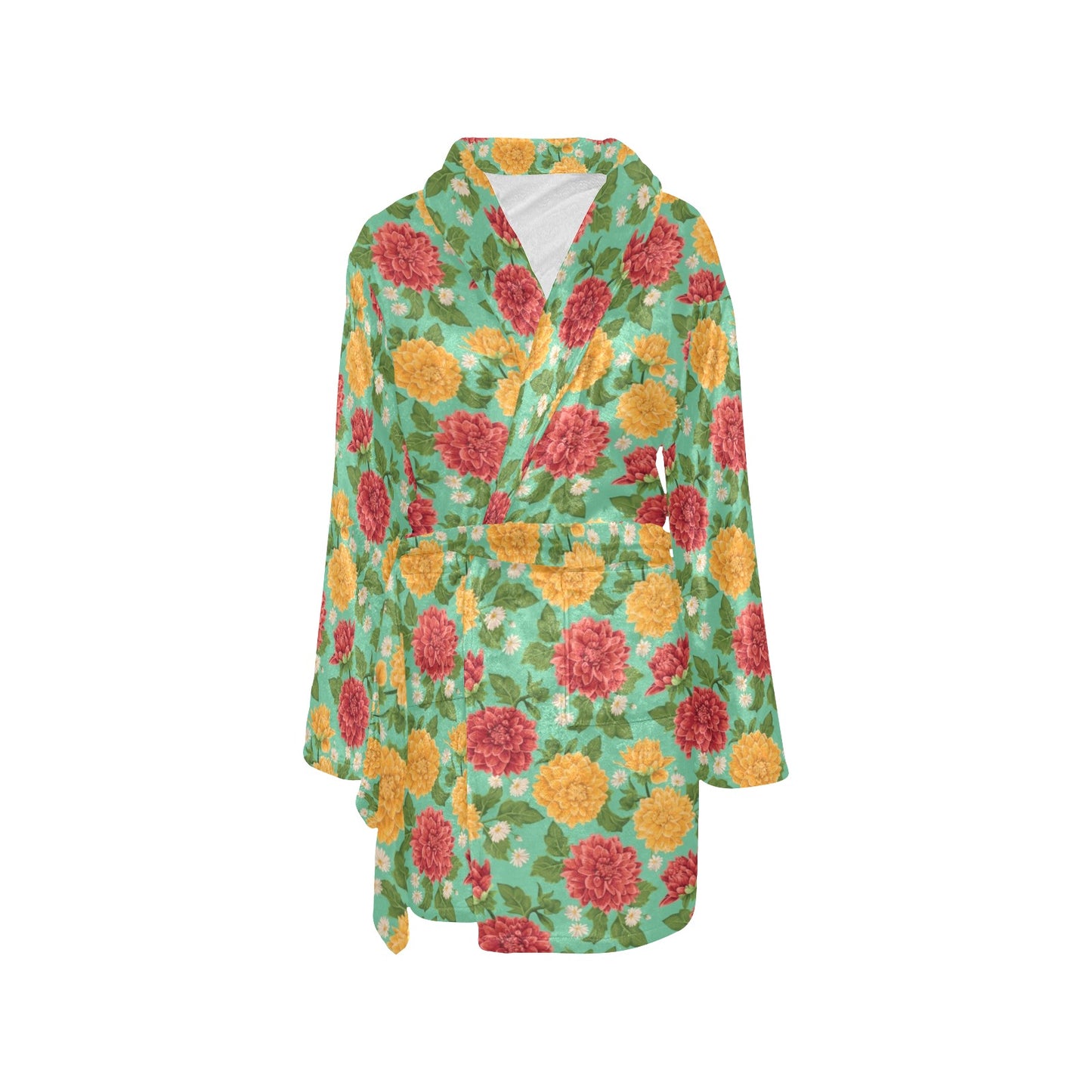 Dahlia Pattern Print Design DH011 Women's Fleece Robe