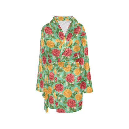 Dahlia Pattern Print Design DH011 Women's Fleece Robe