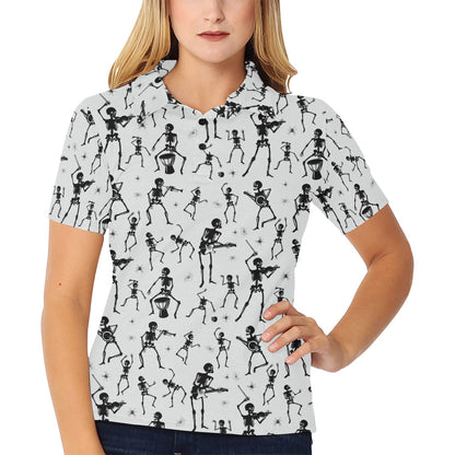 Skeleton Music Player Print Design LKS303 Women's Polo Shirt